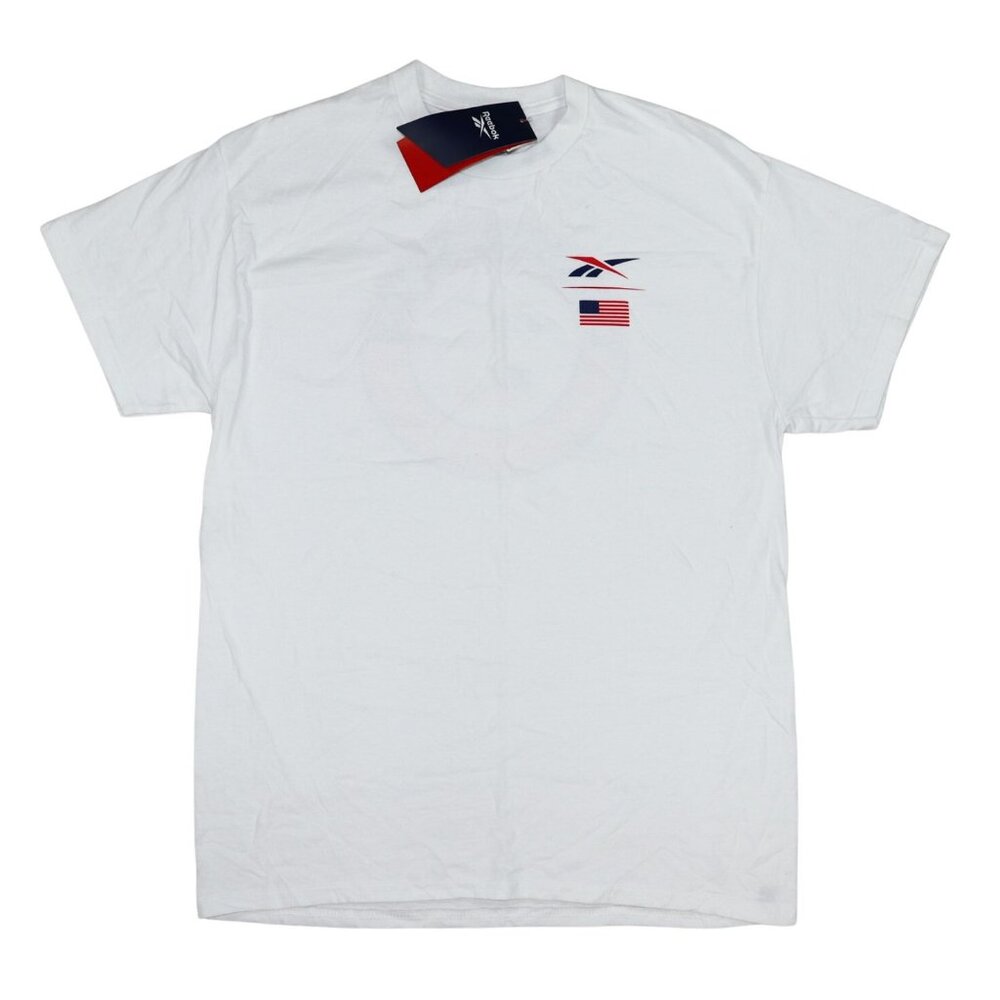 Reebok USA Dedication Nation Logo Short Sleeve Crew Neck Men's T-Shirt NWT White